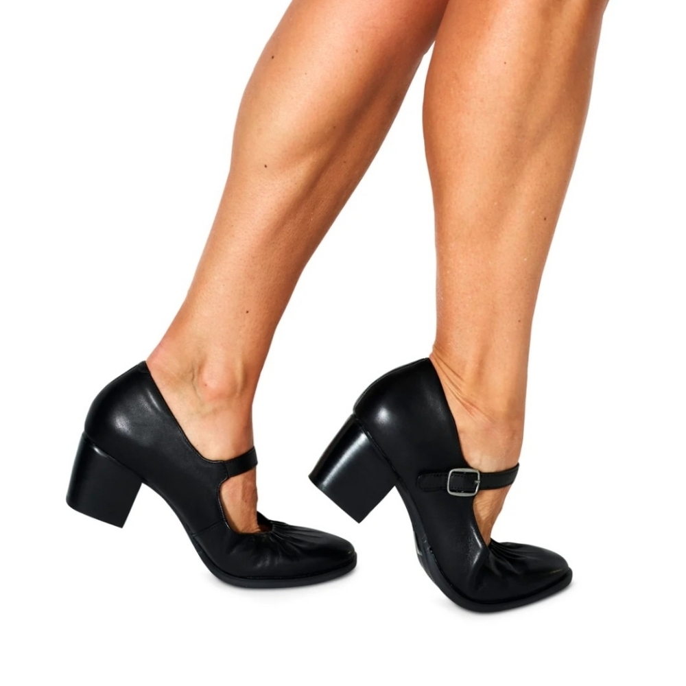 Aetrex Mary Jane Pumps 10 Black Leather Sara Comfort Retro Arch Support New $150